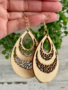 Teardrop Wood Dangle Earrings