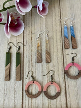 Load image into Gallery viewer, Wood and Acrylic Dangle Earrings