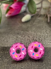 Load image into Gallery viewer, Pink Donut Acrylic Stud Earrings