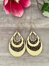 Load image into Gallery viewer, Teardrop Wood Dangle Earrings