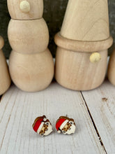 Load image into Gallery viewer, Wood Stud Christmas Earrings
