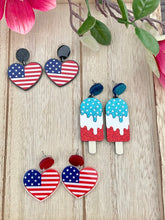 Load image into Gallery viewer, Red, White and Blue Summer Dangle Earrings