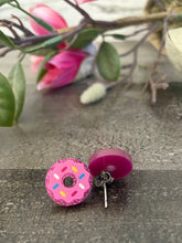 Load image into Gallery viewer, Pink Donut Acrylic Stud Earrings