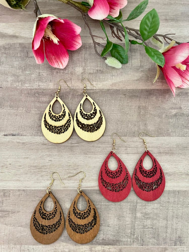 Teardrop Wood Dangle Earrings