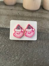 Load image into Gallery viewer, Pink Grinch Acrylic Stud Earrings