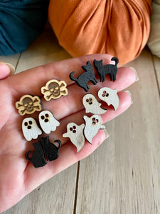 Halloween Wood Stud Earrings