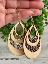 Load image into Gallery viewer, Teardrop Wood Dangle Earrings
