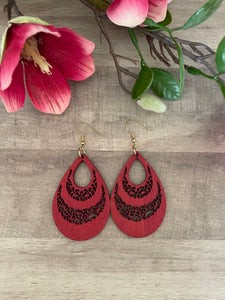 Teardrop Wood Dangle Earrings