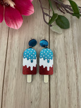 Load image into Gallery viewer, Red, White and Blue Summer Dangle Earrings