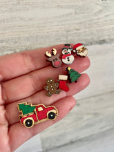 Load image into Gallery viewer, Wood Stud Christmas Earrings
