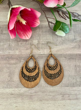 Load image into Gallery viewer, Teardrop Wood Dangle Earrings