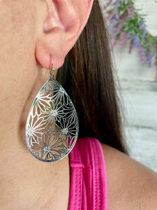 Flower Teardrop Dangle Earrings