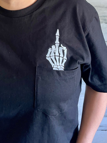 Skeleton Finger Pocket Graphic Tee