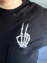 Load image into Gallery viewer, Peace Skeleton Finger Pocket Graphic Tee