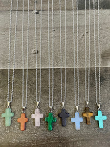 Dainty Stone Cross Necklace - Miane's Shoppe