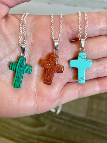 Dainty Stone Cross Necklace - Miane's Shoppe