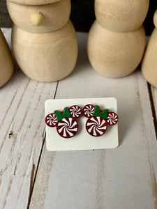 Christmas Mouse Ear Stud Earrings