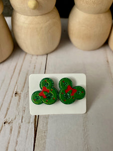 Christmas Mouse Ear Stud Earrings