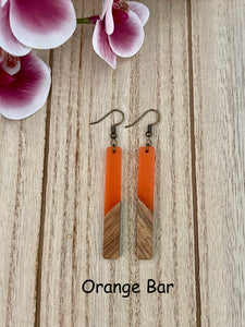 Wood and Acrylic Dangle Earrings