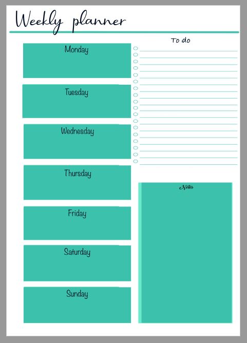 Weekly Planner Teal - Miane's Shoppe
